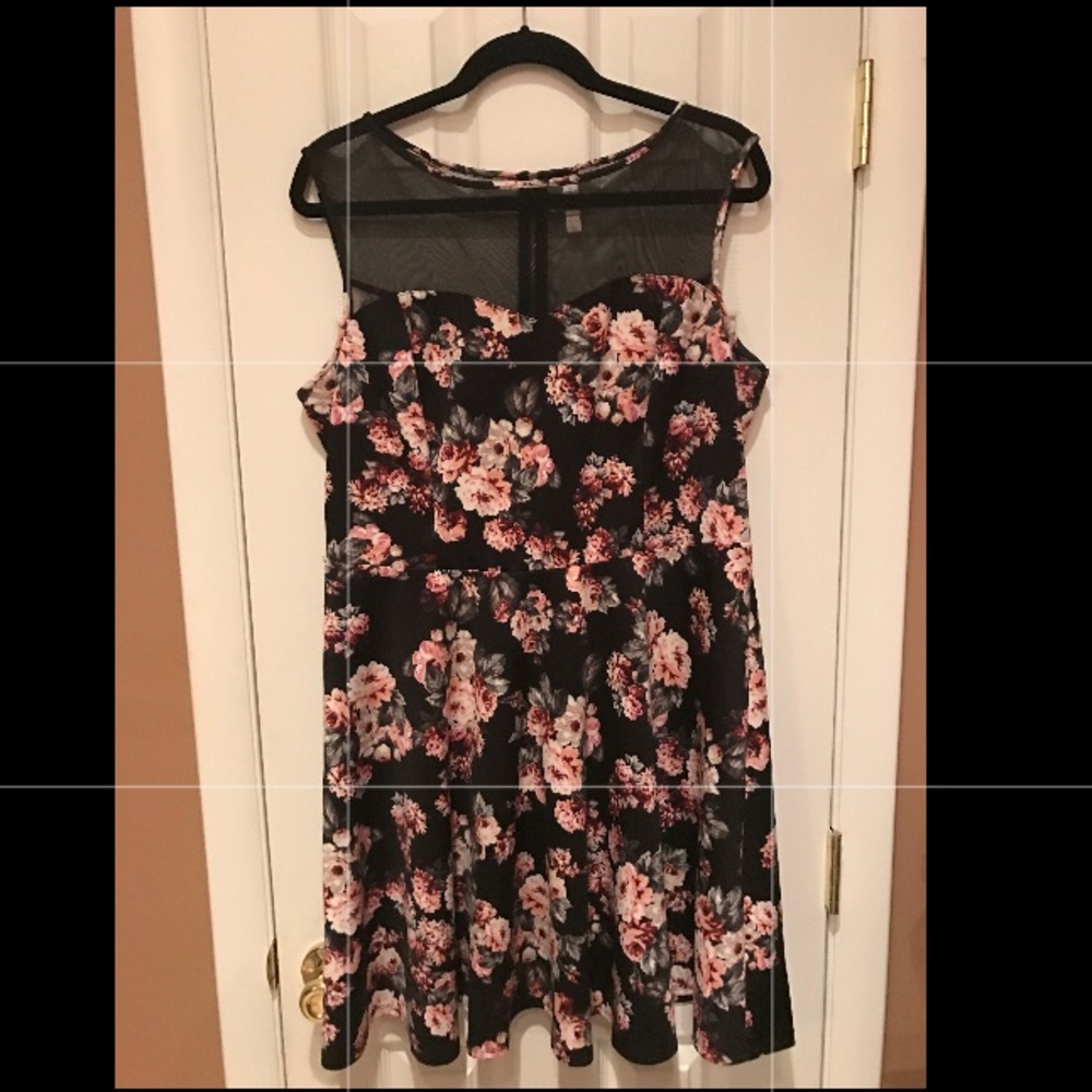 Floral and mesh skater dress